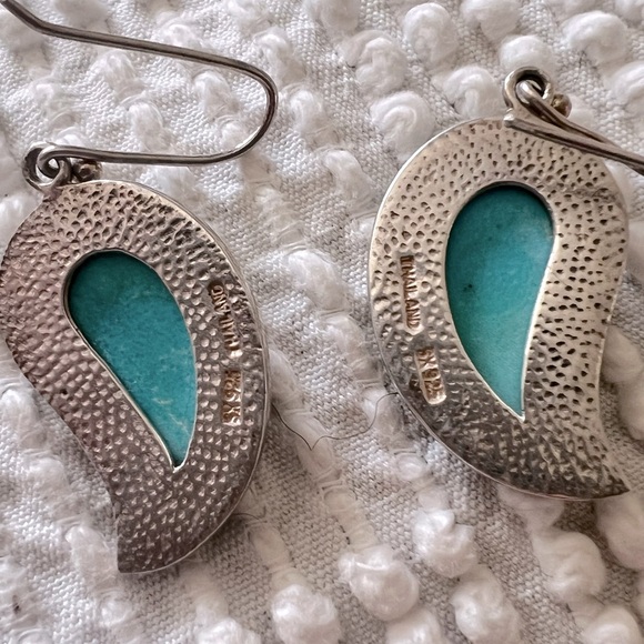 Unique Sterling Silver Turquoise Drop Earrings - Picture 5 of 6